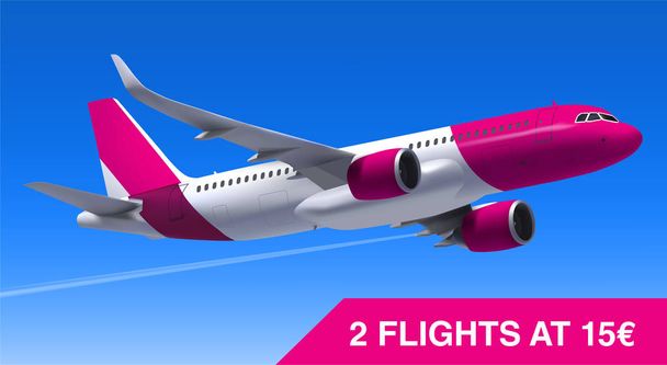 Realistic Vector Banner for Cheap Flights Business Promotion - Template Mockup Easy to Edit - Vector, imagen