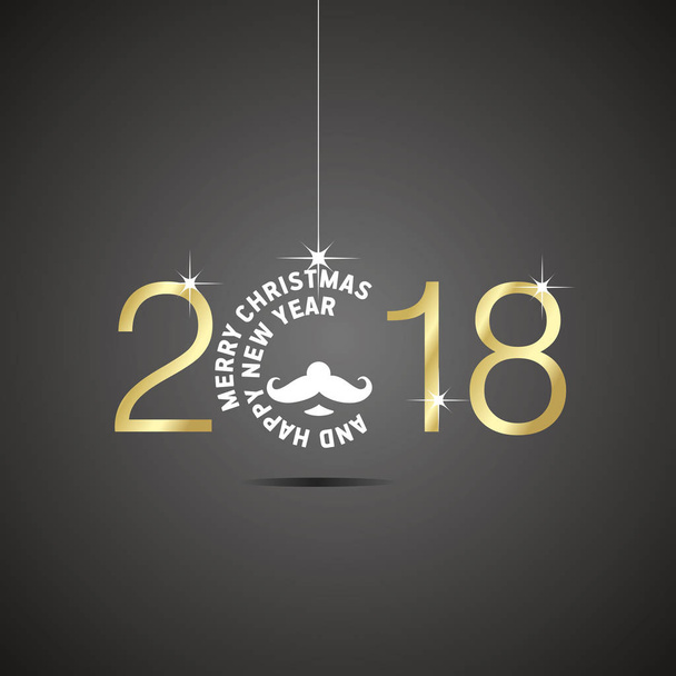 Happy New Year 2018 Christmas ball Santa gold white black vector logo icon banner greeting card - Vector, Image