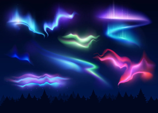 Set realistico aurora boreale
 - Vettoriali, immagini