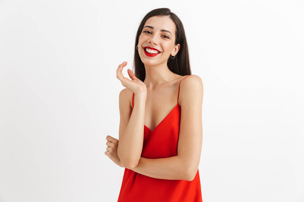 Image of happy smiling beautiful young woman posing isolated. - Zdjęcie, obraz