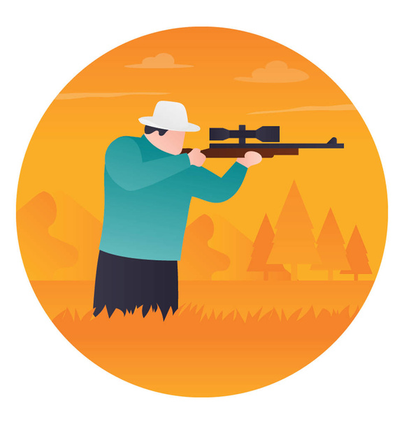 A man is doing hunting with the gun  - Vector, Imagen