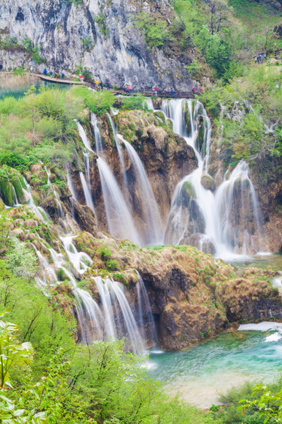 wodospady w Parku Narodowego Jezior Plitwickich, Chorwacja, widok z - Zdjęcie, obraz