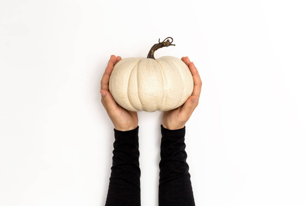 Hand holding a pumpkin - Φωτογραφία, εικόνα
