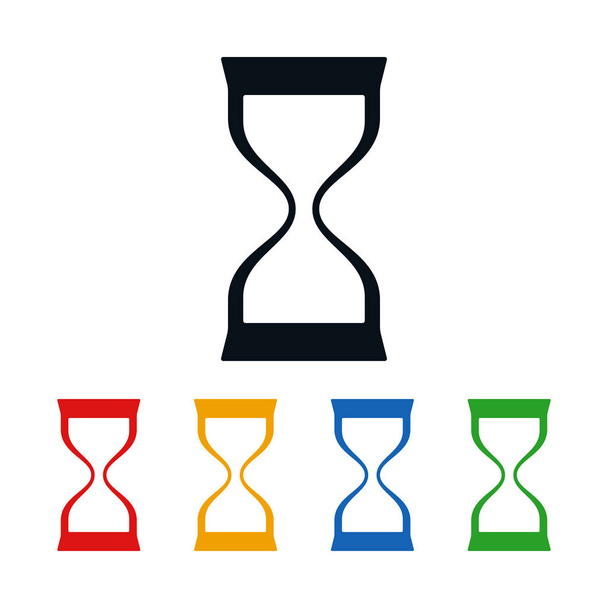 Flat hourglass on white background. Icon design about time. - Vektori, kuva