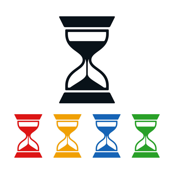 Flat hourglass on white background. Icon design about time. - Vector, Image