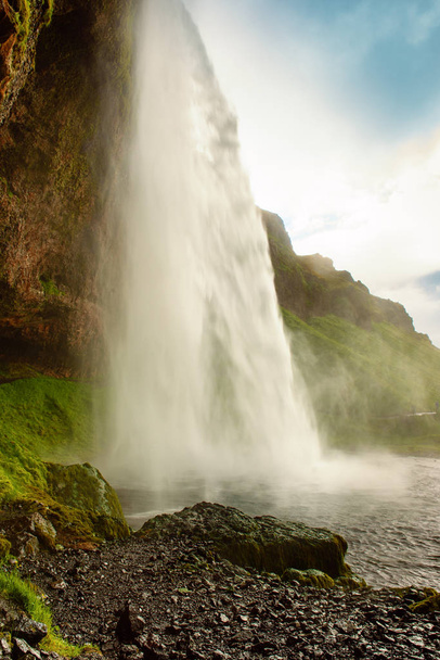 Waterfall Seljalandsfoss in Iceland - Fotoğraf, Görsel