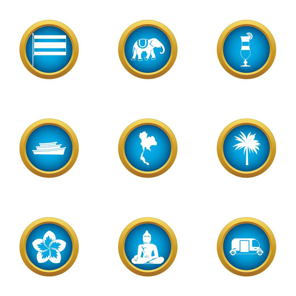 Asian cult icons set, flat style - Vector, Image