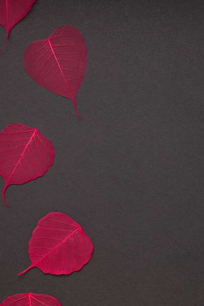Kreatív Top view lakás feküdt őszi összetétele. Koncepció piros levelek minta keret fekete háttér másol hely minimalizmus sablon őszi évforduló meghívók - Fotó, kép