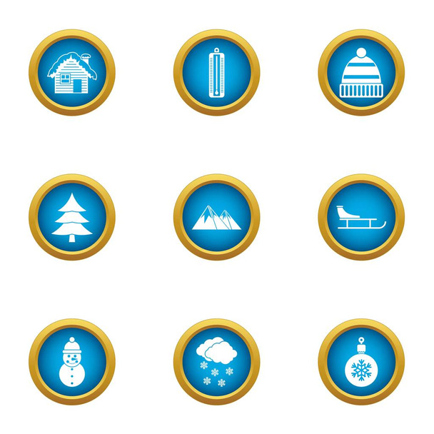 Forest ranger icons set, flat style - Вектор,изображение