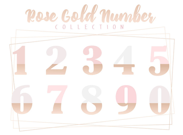 Collezione di numeri in oro rosa di ilustrazione vettoriale su sfondo bianco
 - Vettoriali, immagini