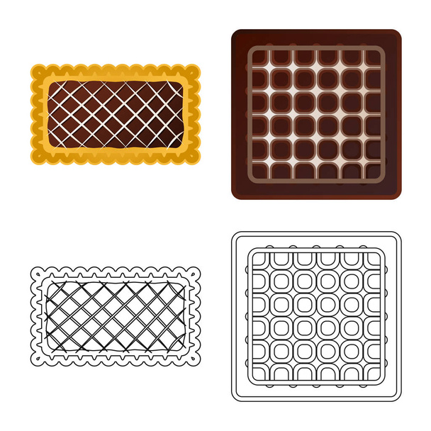 Vector illustration of biscuit and bake icon. Collection of biscuit and chocolate vector icon for stock. - Vektor, obrázek
