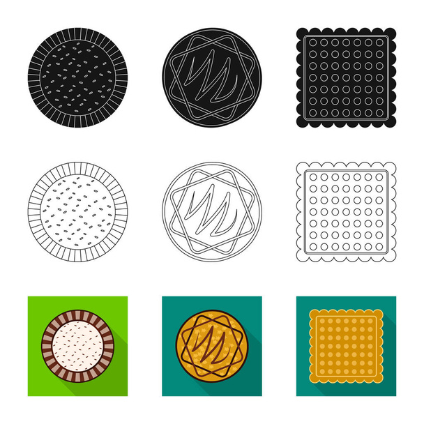 Vector design of biscuit and bake sign. Collection of biscuit and chocolate vector icon for stock. - ベクター画像