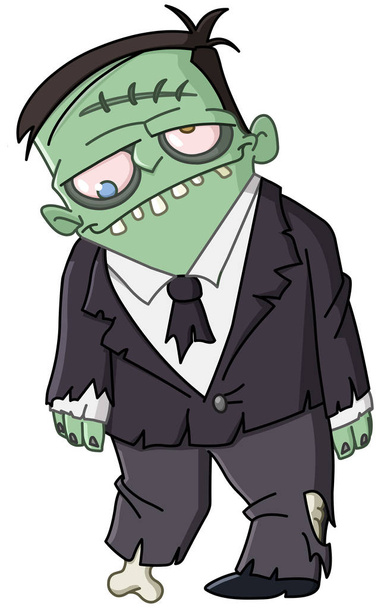 Зомби-человек в порванном костюме
 - Вектор,изображение