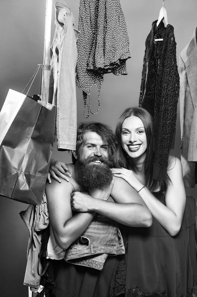 Fashion couple in closet - Foto, Imagen
