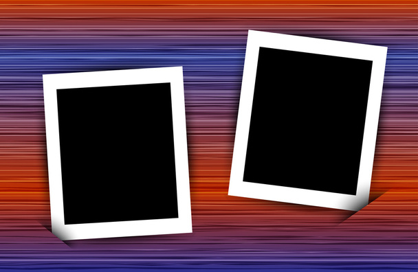 zwei Fotorahmen auf farbenfrohem abstrakten linearen Hintergrund - Vektor, Bild