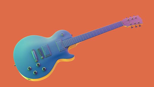 Elektrická kytara abstraktní obraz v oranžové pozadí. - Fotografie, Obrázek
