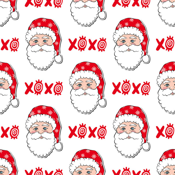 Seamless vector pattern with Santa Claus. Merry Christmas and Happy New Year background. - Vector, Image