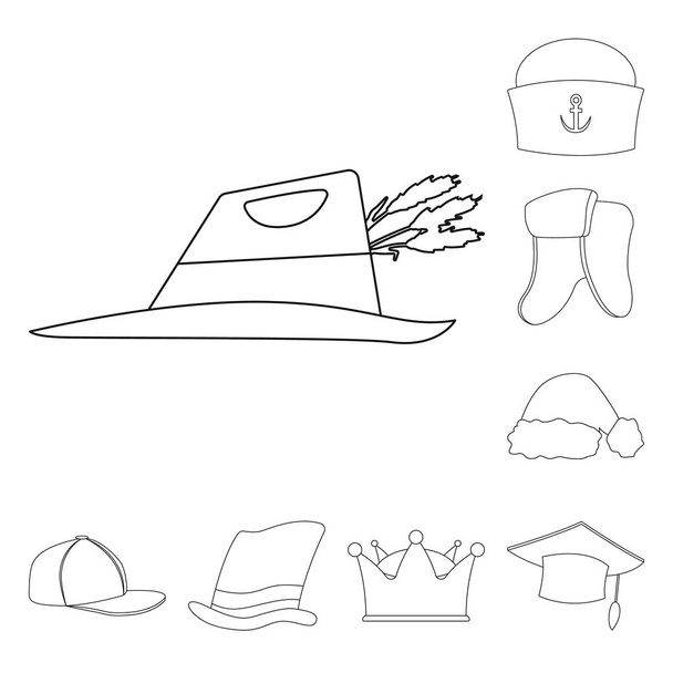 Isolated object of headgear and cap logo. Set of headgear and accessory stock symbol for web. - Διάνυσμα, εικόνα