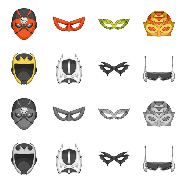 Vector illustration of hero and mask logo. Collection of hero and superhero stock vector illustration. - Διάνυσμα, εικόνα