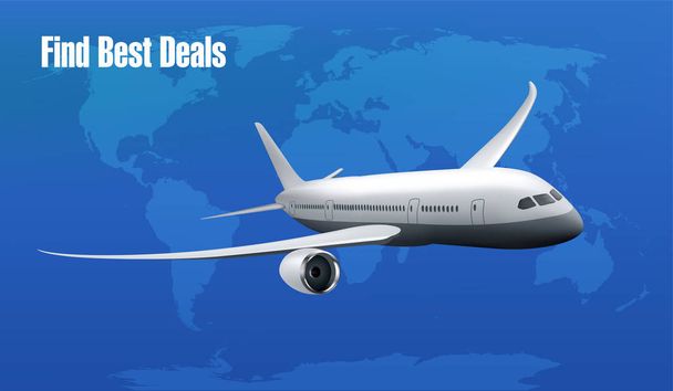 Banner vectorial realista para la promoción de negocios de vuelos baratos - Plantilla Mockup fácil de editar
 - Vector, Imagen