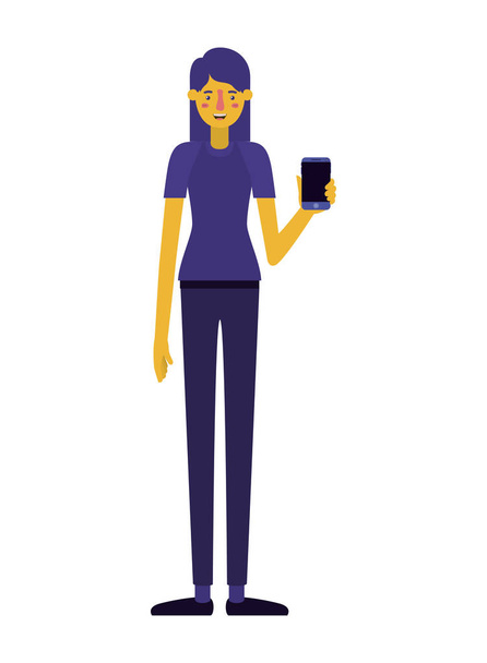 young woman with smartphone - Vector, Image
