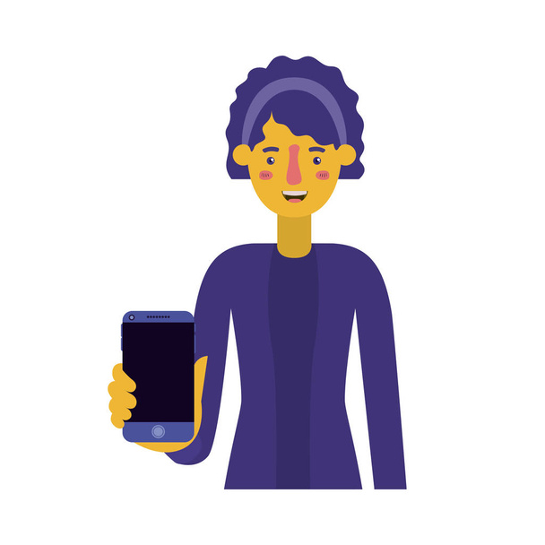 young woman with smartphone - Vector, Image