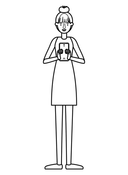 молодая женщина со смартфоном - Вектор,изображение