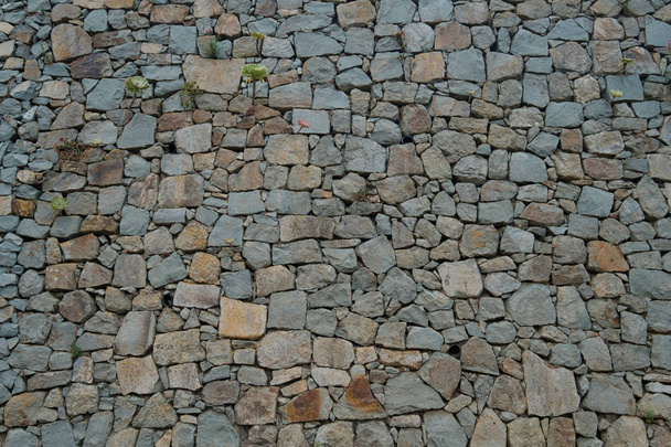 天然石の壁の背景。石垣の質感が - - 写真・画像
