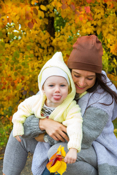 dívka a její matka chodí v podzimní park - Fotografie, Obrázek
