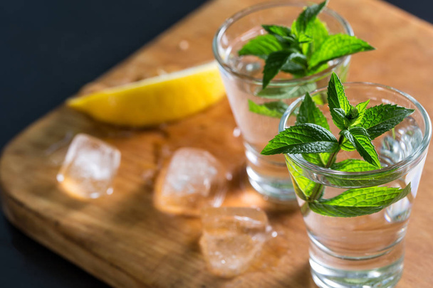 Cin veya votka ile nane ve limon ile buz - Fotoğraf, Görsel