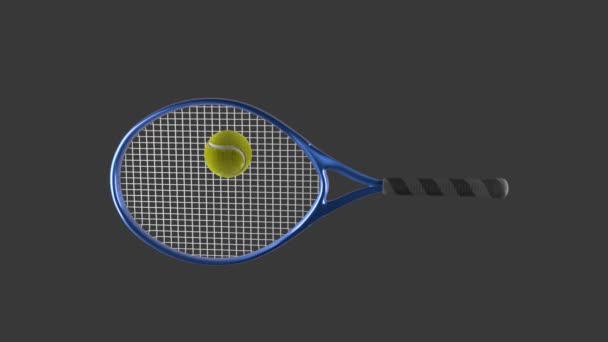 Tenis topu raket tarafından isabet tekrar. Spor öğesi boş zaman etkinliği için. 3D render - Video, Çekim