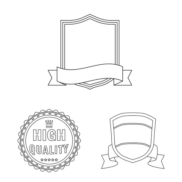 Vector illustration of emblem and badge icon. Set of emblem and sticker stock vector illustration. - Vektör, Görsel