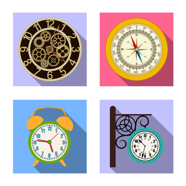 Vector design of clock and time icon. Set of clock and circle vector icon for stock. - Vector, Image