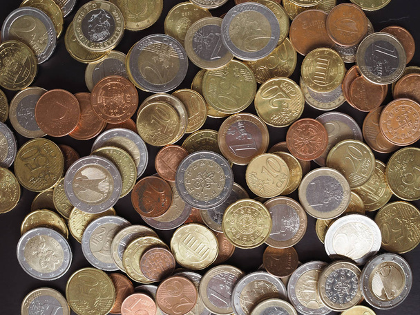 ユーロ硬貨(EUR) 、背景として有用な欧州連合の通貨 - 写真・画像