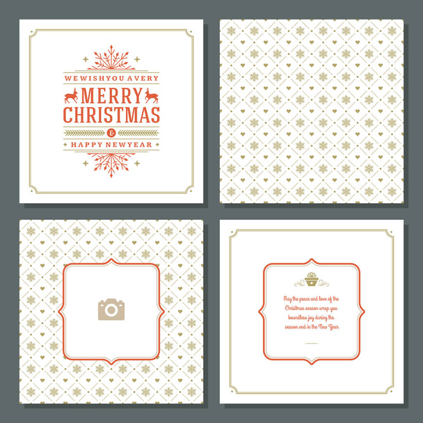 Diseño de vectores de tarjetas de felicitación de Navidad y fondo de patrón, con lugar para las felices vacaciones de Navidad deseo y foto familiar
. - Vector, Imagen