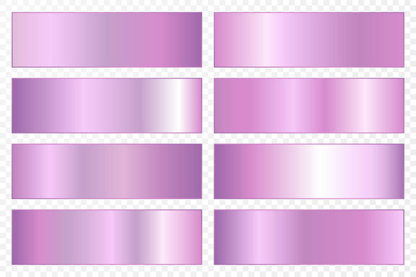 Collection of backgrounds with a metallic gradient. Brilliant plates with ultraviolet effect. Vector illustration. - Vector, Image