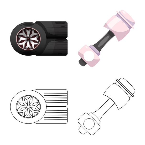 Vector illustration of car and rally symbol. Collection of car and race stock symbol for web. - Vektor, obrázek