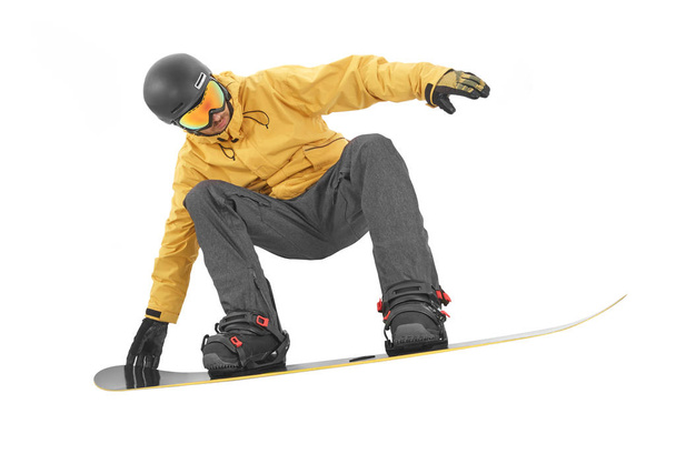 Young snowboarder isolated on white - Zdjęcie, obraz