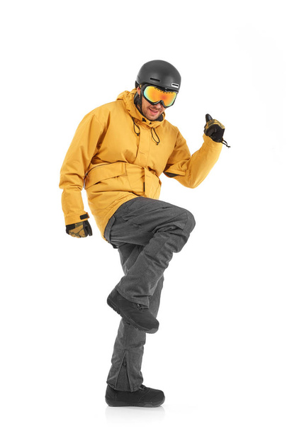 Genç snowboard üzerinde beyaz izole - Fotoğraf, Görsel