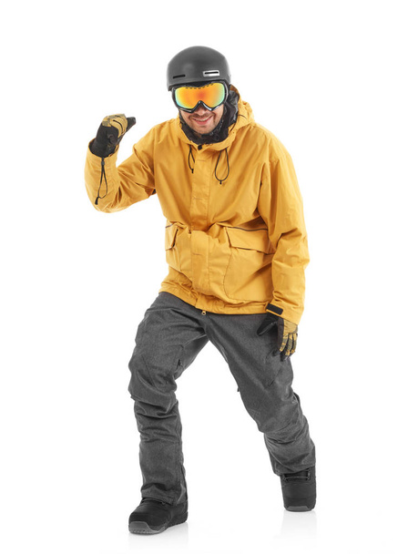 Jovem snowboarder isolado em branco
 - Foto, Imagem
