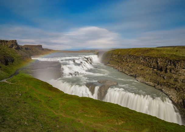 Wasserfall Gullfoss, Island. Ultralange Belichtung - Foto, Bild