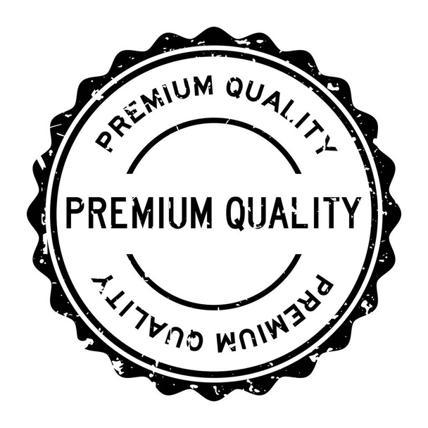 Grunge schwarze Premium-Qualität Wort runde Gummidichtung Stempel auf weißem Hintergrund - Vektor, Bild
