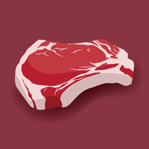 Friss marha ribeye steak ikon-ban lapos stílusú, márványos marha. - Vektor, kép