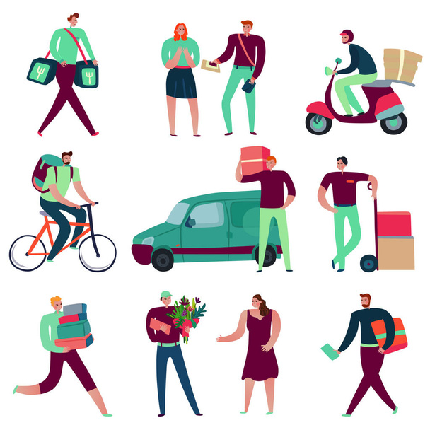 Delivery Service Workers Set - Vector, Image