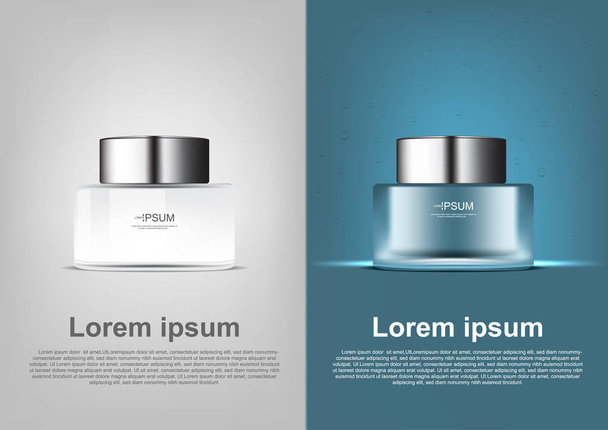 Kosmetické reklamy šablonu, bílá a zelená sérum láhev - Vektor, obrázek
