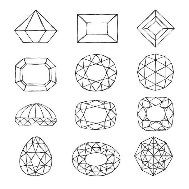 Simboli di diamanti. Gemme schizzo isolato su sfondo bianco. Illustrazione vettoriale
 - Vettoriali, immagini
