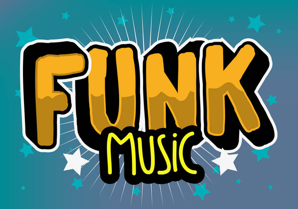 Funk Music Lettering Type Design Vector Image - Wektor, obraz