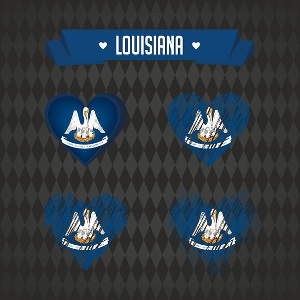 Coração de Louisiana com bandeira dentro. Símbolos gráficos vetoriais Grunge
 - Vetor, Imagem