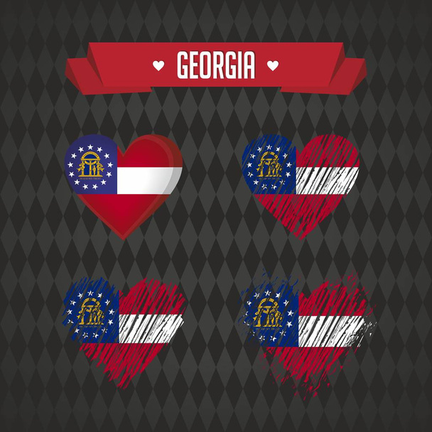 Джорджия. Собрание из четырех векторных сердец с флагом. Силуэт сердца
 - Вектор,изображение