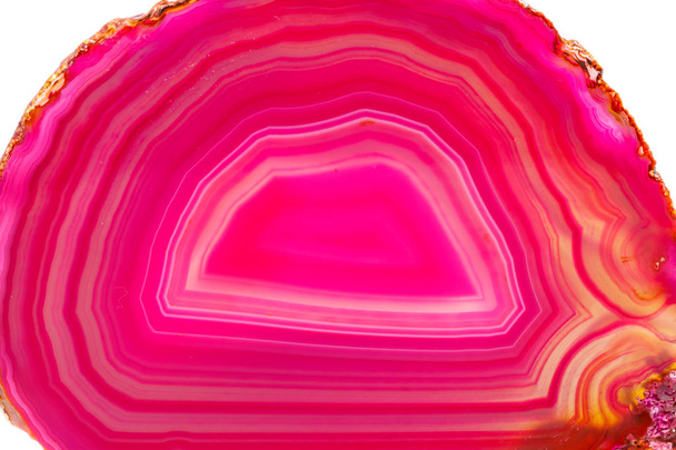 Macro mineral stone Pink Agate breed a white background close up - Фото, зображення